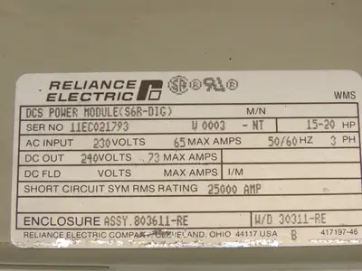 Reliance Electric 803611-RE DC Power Supply Module Drive 230VAC In 240VDC Out