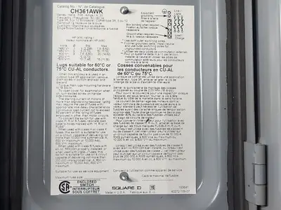 USED SQUARE D CH361AWK
