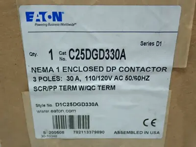 New | in-Stock EATON C25DGD330A PLC Contactors | HGR 24 #752297