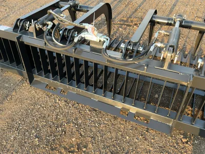 New JCT 84” Rock Bucket Grapple Skid Steer Attachment, Universal Quick Attach, Two Hydraulic Grapple...