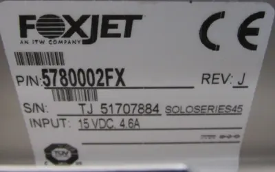 USED FOXJET 5780002FX THERMAL INKJET PRINTER