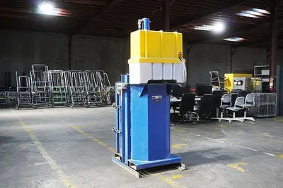 55 GALLON DRUM VESTIL HYDRAULIC CRUSHER & COMPACTOR, MODEL #WBB3147055: YOBRO #24913