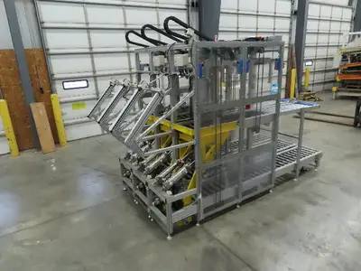 Basket Feeder Stacker 3-Row 14" Roller Conveyor Chain Drive Lift Stack System
