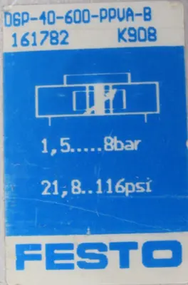 USED FESTO 161782 PNEUMATIC LINEAR DRIVE D6P-40-600-PPVA-B