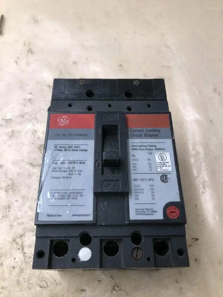 GE TEL136050WL 50A 3 Pole Current Limiting Circuit Breaker 600VAC