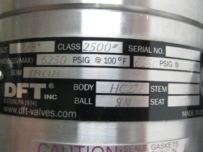NEW 3/8" 2500# DFT HI-100 Severe Service Control Valve Fisher 657 Actuator Z25