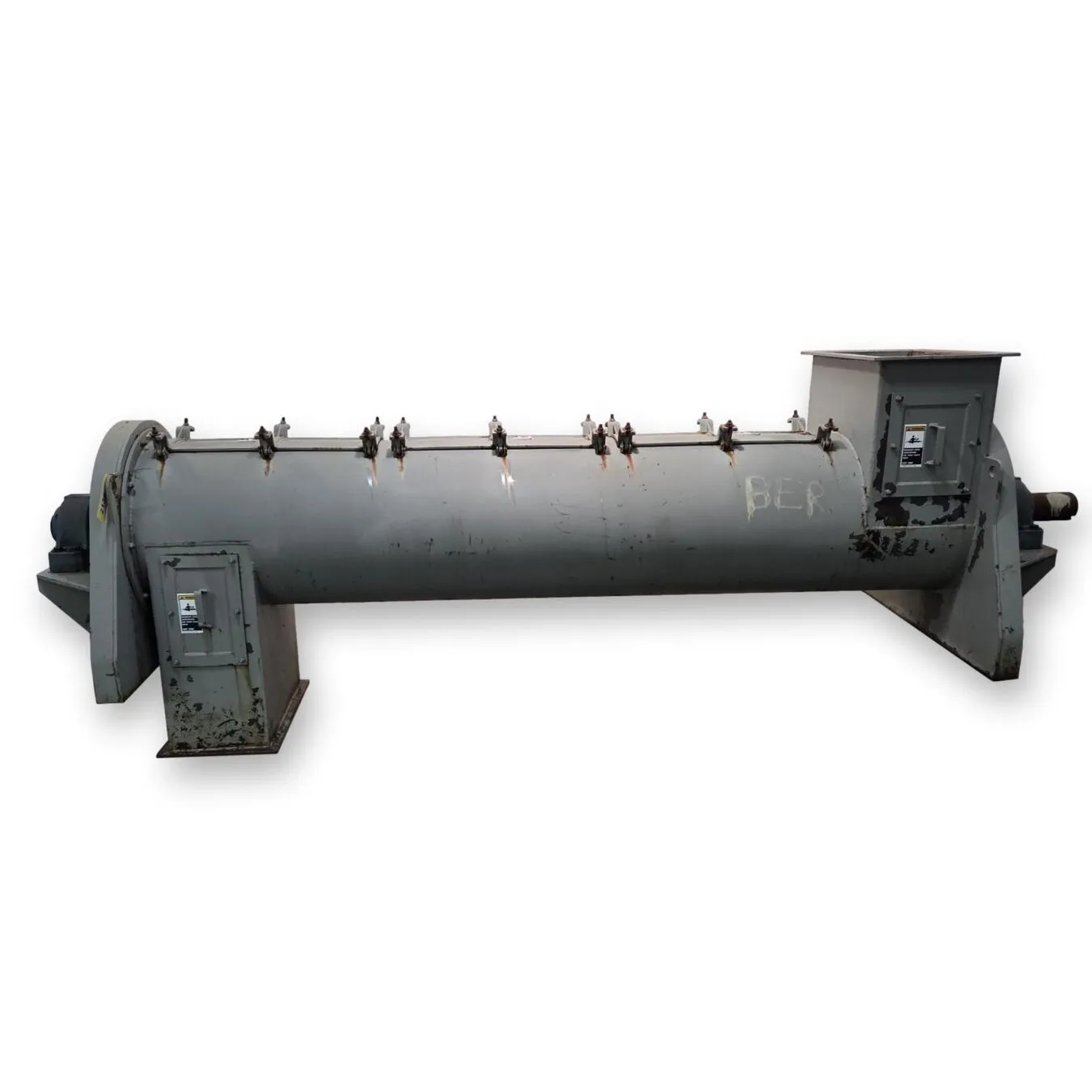 Used 24" Dia. X 10'L Mild Steel Continuous Process Paddle Mixer Pug Mill