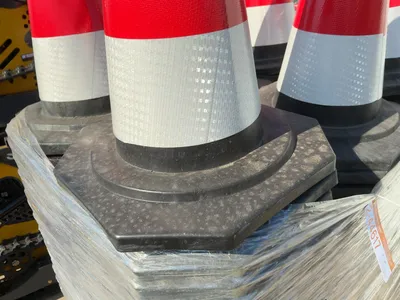 Approx. (250) New SDLANCH Black Traffic Cones with Reflective Tape, approx. 15-1/4”x15-1/4” base and...