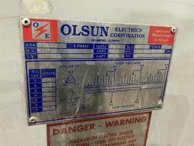 60 KVA OLSUN 480V <-> 400Y / 231V CLASS AA DRY TYPE ELECTRICAL TRANSFORMER: YOBRO #24590