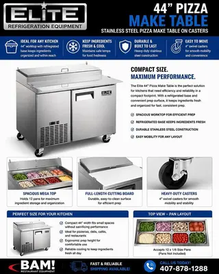 Elite Stainless Steel 44" Pizza Make Table
