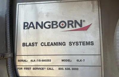 72” TABLE PANGBORN MODEL 6LK-7 ROTOBLAST SHOT BLAST MACHINE: YOBRO #24410