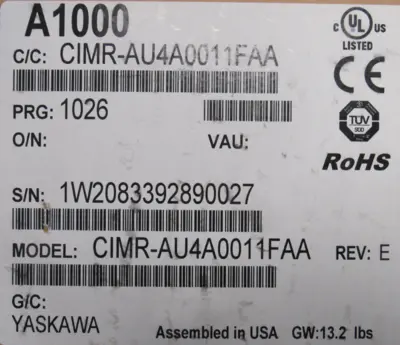 NEW YASKAWA CIMR-AU4A0011FAA A1000 DRIVE CIMRAU4A0011FAA