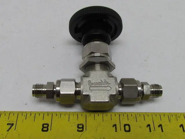 Stainless Steel Integral Bonnet Needle Valve 2-Way St Shutoff 3/8" Tube Fitting