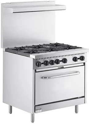 Natural Gas or Propane 6 Burner 36" Range with Standard Oven - 210,000 BTU