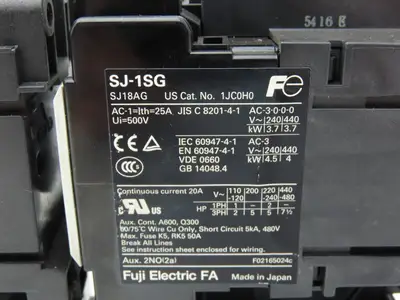Fuji Electric SJ-1SG | TR-5-1N Motor Starter 7.5Hp 480V Heater 7-11A Lot of 5