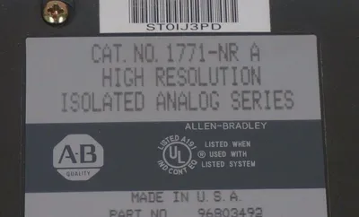 ALLEN BRADLEY 1771-NR HIGH RESOLUTION ISOLATED ANALOG MODULE F/W REV. F, SER. A