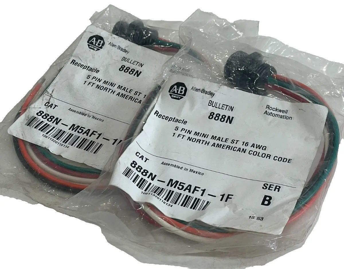 A / B 888N-M5AF1-1F 5 PIN RECEPTACLE SER. B 888NM5AF11F LOT OF 2 NEW, SURPLUS