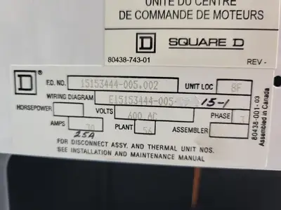 USED SQUARE D MODEL 6