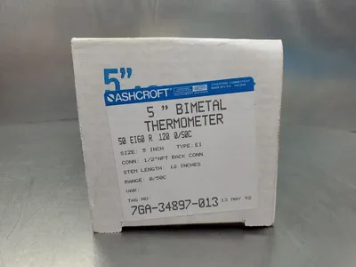 Ashcroft 50 EI60 R 120 0/50C Thermometer, 5" FACE, 12" STEM. 6D-23