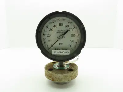 Reotemp Pressure Gauge 100PSI w/HAST-C Diaphragm Seal DC 200 Liquid Fill L-Mount