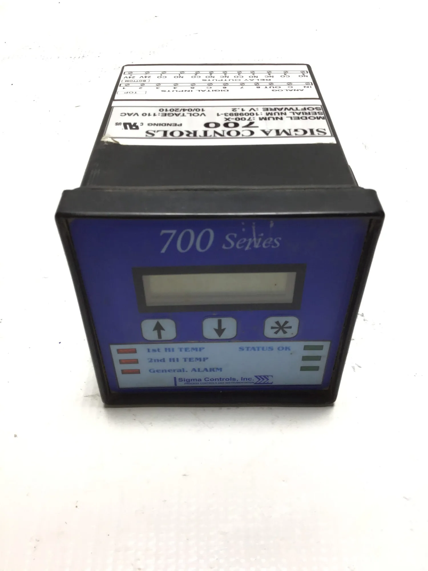 Sigma Controls 700-X Series Pump Controller 110VAC Temp Alarm V1.2