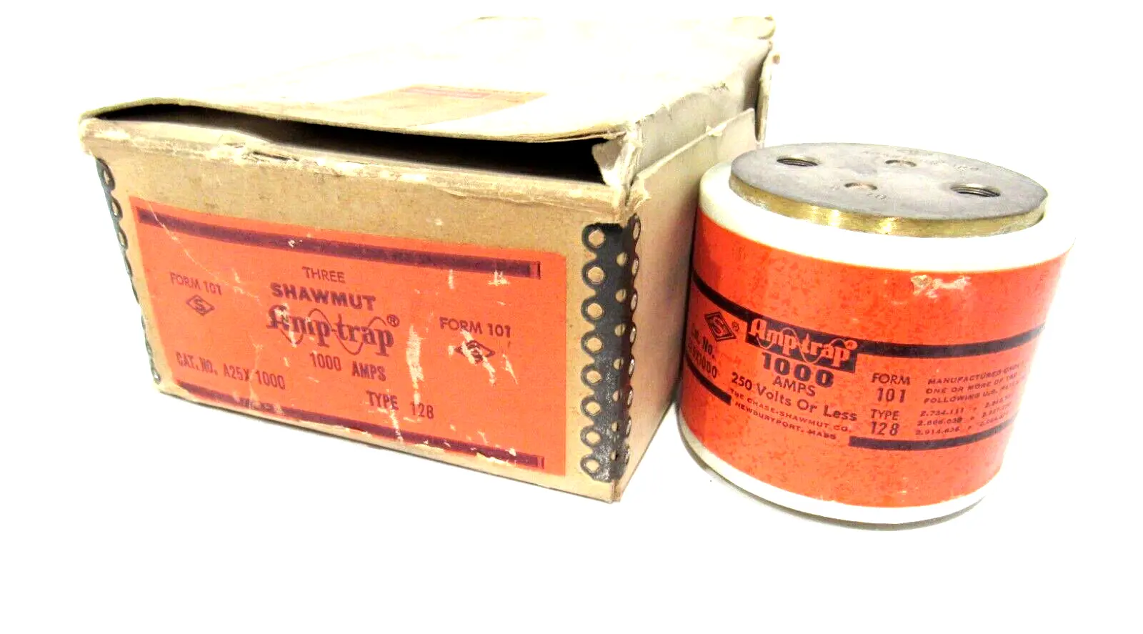 BOX OF 3 NEW SHAWMUT AMP-TRAP A25X1000 TYPE 128 FUSES A25X1000128