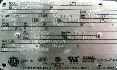 NEW GENERAL ELECTRIC 5KS182XAA200 MOTOR 3HP 460V 1765 RPM M8909