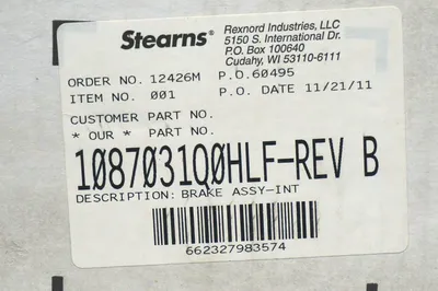 NEW STEARNS 1087031Q0HLF BRAKE ASSEMBLY REV.B