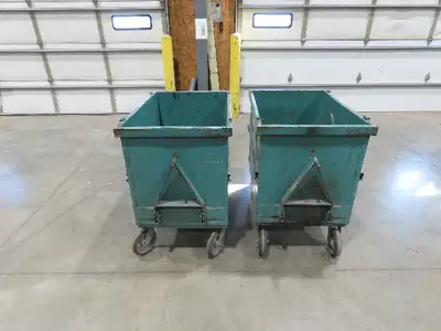 Portable Steel Hopper 1/2 Yard Tote Non-Tilt Towable Cart 36x24x27" Green