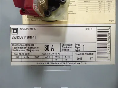 Square D 8538SCG14V81F4T Fusible Combination Starter NEMA 1 30 A 575V Used