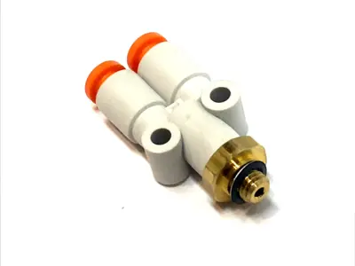 USED SMC UNION Y FITTING 5/32" TUBE 10-32 UNF ONE-TOUCH LOT OF 7