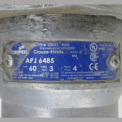 Cooper Crouse-Hinds APJ6485 60 Amp Plug
