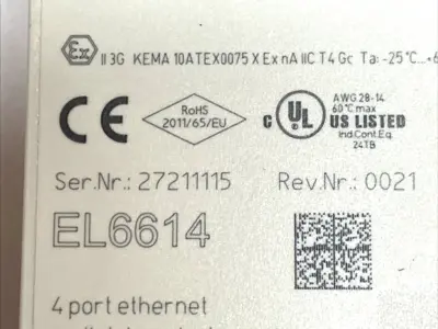 Used Beckhoff EtherCAT 4-Port Ethernet Switch Communication Interface Terminal PLC Ethernet Equipment Michigan US | Maverick Industrial Sales #1391761