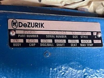 10" Dezurik BHP Butterfly High Performance Valve