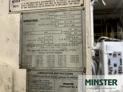 1990 MINSTER P2H-100-48 Presses, Straight Side | PressTrader Limited (2)