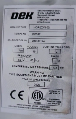 2006 DEK HORIZON 03I SCREEN PRINTER Screen Printers | Tekmart International Inc. (4)
