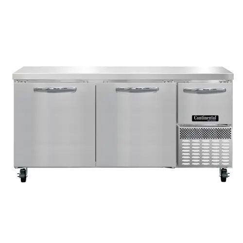 Continental RA68N 68" Worktop Refrigerator W/ (3) Sections, 115v