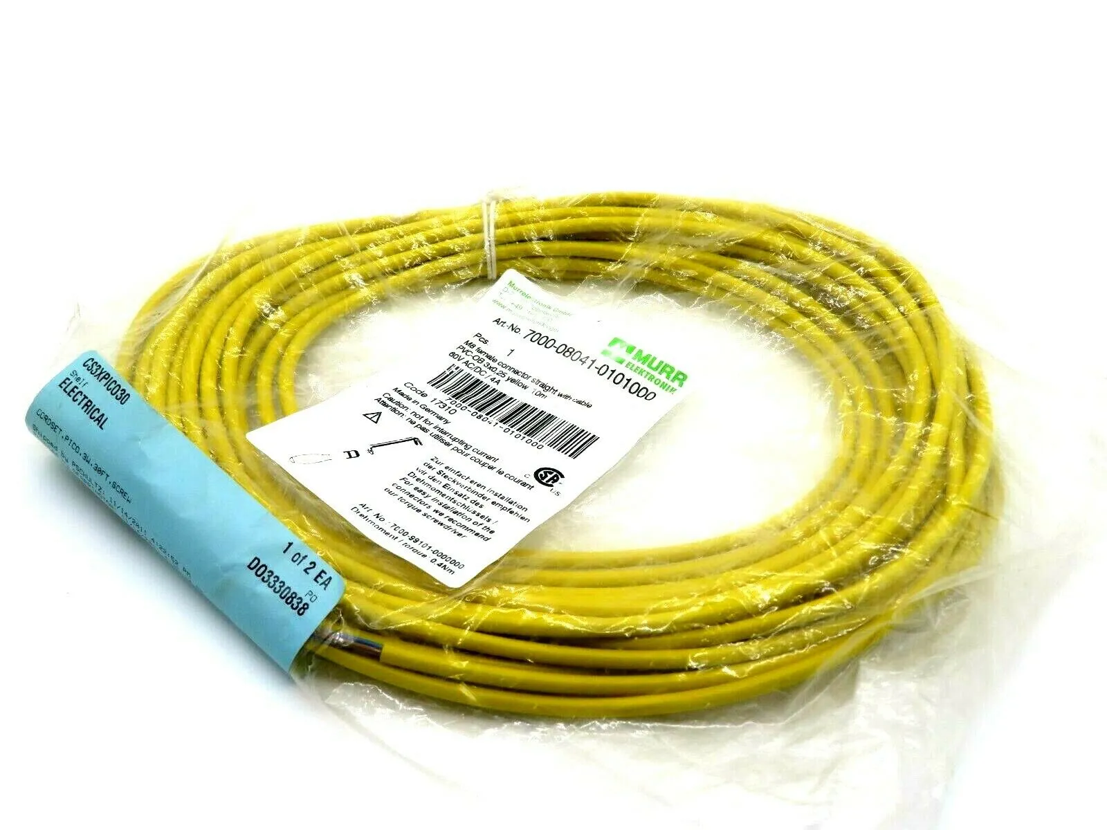 NEW MURR ELEKTRONIK 7000-08041-0101000 M8 FEMALE CORDSET 7000080410101000