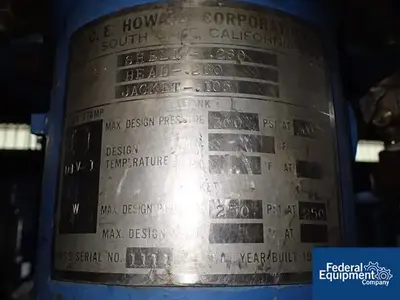 USED C E Howard 2 Gal C E Howard Reactor, 316 S/S, 300/250#