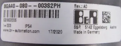 NEW B&R 8GA40-080-003S2PH GEAR MOTOR 80MPH6.300S114-01 8GA40-0MPH6-00002