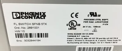 PHOENIX CONTACT FL SWITCH SFNB 5TX ETHERNET SWITCH 24VDC 5 PORTS 3E-48