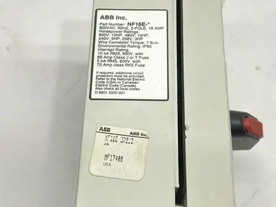 NF16E-3PBJB | ABB  Enclosed Non-Fused Disconnect Switch 16A 3P 600VAC - Used