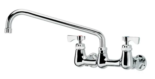 Krowne 14-812L-W-E4 Wall Mount Faucet w/ 12" Swing Spout & VR Wrist Action Handles - 8" Centers, 1.5 GPM