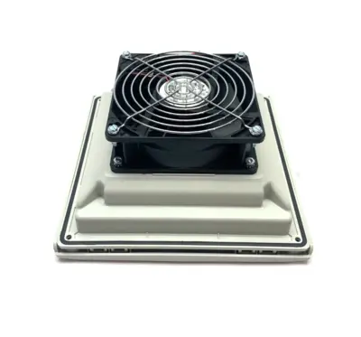 USED HOFFMAN NVENT SIDE MOUNT COOLING FILTER FAN LIGHT GRAY 24V 70CFM