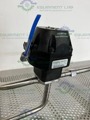 USED 2 ITT PURE-FLO A208 DIAPHRAGM VALVES 90PSI W/ 3/4" AND 1" SANITARY FITTINGS