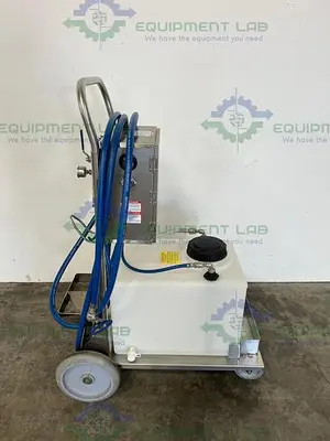 USED LAFFERTY PORTABLE 14 G AIRLESS FOAM HOSE DROP STATION  W/ NOCO BATTERY CHARGER