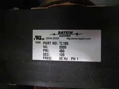 Daykin GPFS-01 G Enclosed Transformer Disconnect 2000VA 480V Pri 120V Sec 1PH