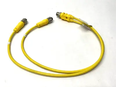 USED MENCOM Y-SPLITTER CONNECTOR CORDSET MALE TO 2X FEMALE M12 4A