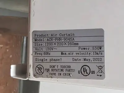 Used Falcon Restaurant Supply, Inc. Used 2022 48" Dura Steel Titan Wall Mounted Air Curtain 120V - TH3 Fans Illinois US | Falcon Restaurant Supply #1373787