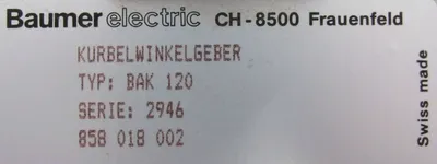 NEW BAUMER ELECTRIC BAK120 CRANK ANGLE SENSOR CH-8500 858-018-002 2946
